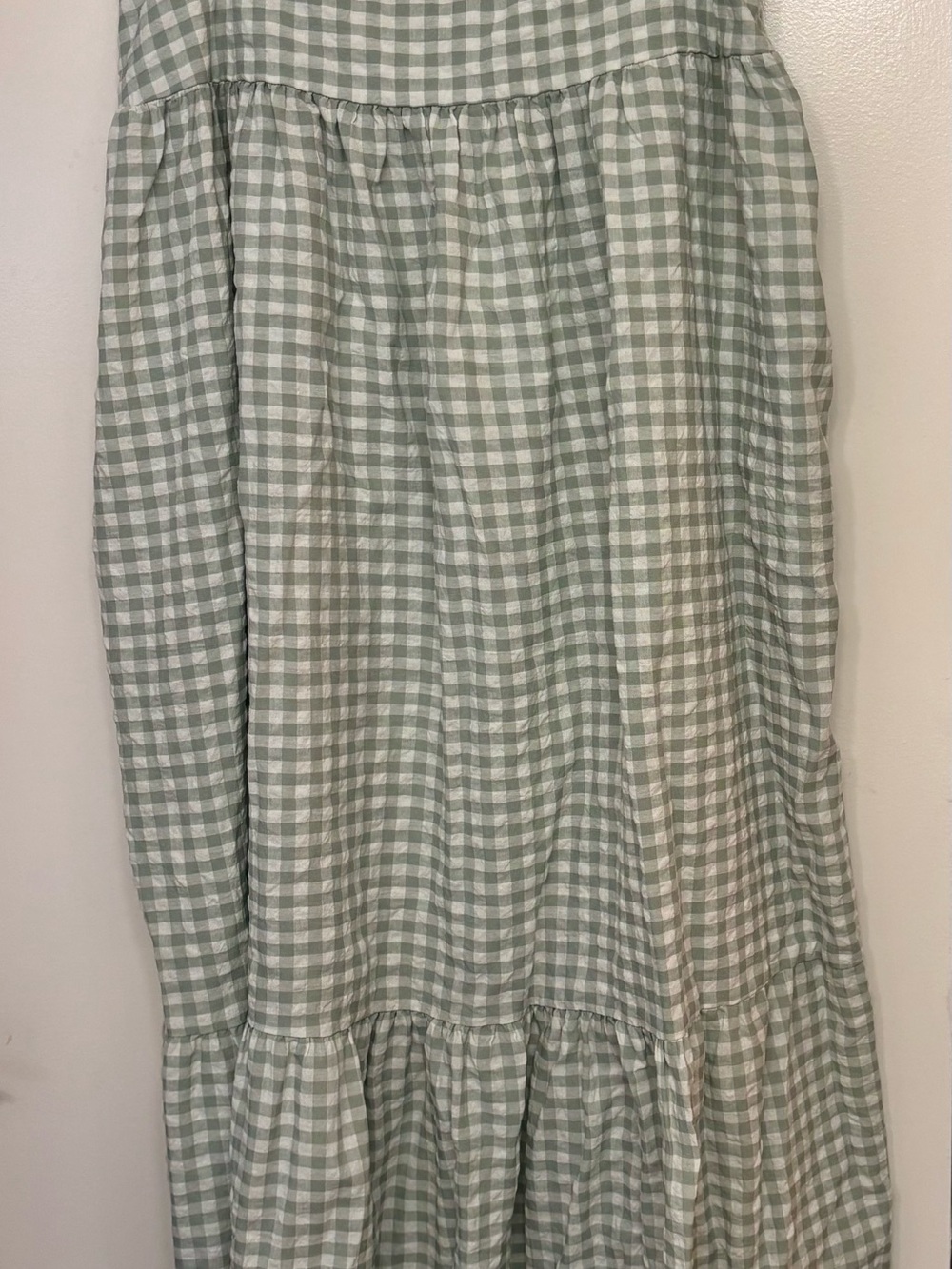 Petal & Pup Bradley Sage Gingham Tiered Maxi Dress - Picture 2 of 3